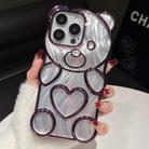 For iPhone 16 Pro Bear Shaped Embossed Electroplated Laser TPU Phone Case(Purple) - 1