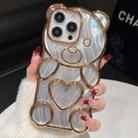 For iPhone 16 Pro Bear Shaped Embossed Electroplated Laser TPU Phone Case(Gold) - 1