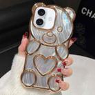 For iPhone 16 Bear Shaped Embossed Electroplated Laser TPU Phone Case(Gold) - 1