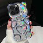 For iPhone 15 Pro Max Bear Shape Electroplated Laser TPU Phone Case(Blue) - 1