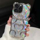 For iPhone 15 Pro Max Bear Shape Electroplated Laser TPU Phone Case(Silver) - 1