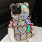 For iPhone 15 Pro Bear Shape Electroplated Laser TPU Phone Case(Gold) - 1