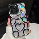 For iPhone 15 Pro Bear Shape Electroplated Laser TPU Phone Case(Black) - 1