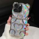 For iPhone 15 Pro Bear Shape Electroplated Laser TPU Phone Case(Silver) - 1