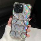 For iPhone 14 Bear Shape Electroplated Laser TPU Phone Case(Silver) - 1