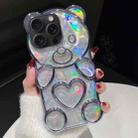 For iPhone 14 Pro Bear Shape Electroplated Laser TPU Phone Case(Blue) - 1