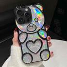 For iPhone 14 Pro Max Bear Shape Electroplated Laser TPU Phone Case(Black) - 1