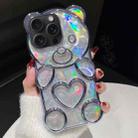 For iPhone 13 Pro Max Bear Shape Electroplated Laser TPU Phone Case(Blue) - 1