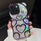 For iPhone 13 Bear Shape Electroplated Laser TPU Phone Case(Purple) - 1