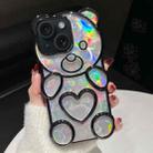 For iPhone 13 Bear Shape Electroplated Laser TPU Phone Case(Black) - 1