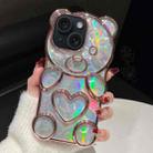 For iPhone 13 Bear Shape Electroplated Laser TPU Phone Case(Pink) - 1