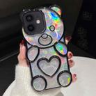 For iPhone 12 Bear Shape Electroplated Laser TPU Phone Case(Black) - 1