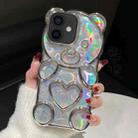 For iPhone 12 Bear Shape Electroplated Laser TPU Phone Case(Silver) - 1