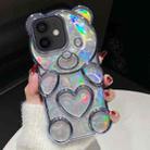 For iPhone 11 Bear Shape Electroplated Laser TPU Phone Case(Blue) - 1
