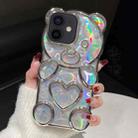 For iPhone 11 Bear Shape Electroplated Laser TPU Phone Case(Silver) - 1