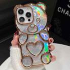 For iPhone 16 Pro Max Bear Shape Electroplated Laser TPU Phone Case(Gold) - 1