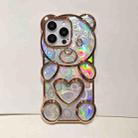 For iPhone 16 Pro Max Bear Shape Electroplated Laser TPU Phone Case(Silver) - 3