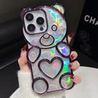 For iPhone 16 Pro Bear Shape Electroplated Laser TPU Phone Case(Purple) - 1