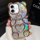 For iPhone 16 Bear Shape Electroplated Laser TPU Phone Case(Gold) - 1