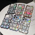 For iPhone 16 Bear Shape Electroplated Laser TPU Phone Case(Blue) - 2