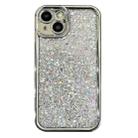 For iPhone 14 Plus Electroplated TPU Glitter Powder Phone Case(Silver) - 1