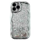 For iPhone 15 Pro Max Electroplated TPU Wavy Edge Glitter Phone Case(Silver) - 1