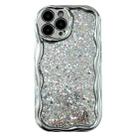 For iPhone 15 Pro Electroplated TPU Wavy Edge Glitter Phone Case(Silver) - 1