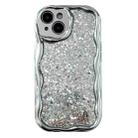 For iPhone 14 Plus Electroplated TPU Wavy Edge Glitter Phone Case(Silver) - 1