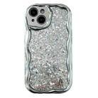 For iPhone 13 Electroplated TPU Wavy Edge Glitter Phone Case(Silver) - 1