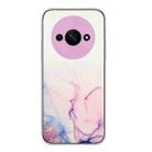 For Xiaomi Redmi A3 4G Hollow Marble Pattern TPU Straight Edge Phone Case(Pink) - 1