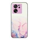 For Xiaomi 13T / 13T Pro Hollow Marble Pattern TPU Straight Edge Phone Case(Pink) - 1