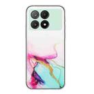 For Xiaomi Redmi K70E / Poco X6 Pro 5G Hollow Marble Pattern TPU Straight Edge Phone Case(Green) - 1