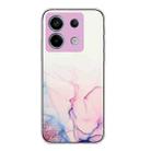 For Xiaomi Poco X6 5G Hollow Marble Pattern TPU Straight Edge Phone Case(Pink) - 1