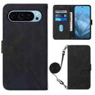 For Google Pixel 9 Crossbody 3D Embossed Flip Leather Phone Case(Black) - 1