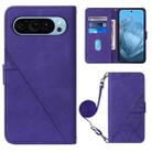 For Google Pixel 9 Crossbody 3D Embossed Flip Leather Phone Case(Purple) - 1