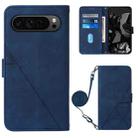 For Google Pixel 9 Pro Crossbody 3D Embossed Flip Leather Phone Case(Blue) - 1