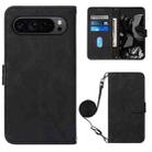 For Google Pixel 9 Pro Crossbody 3D Embossed Flip Leather Phone Case(Black) - 1