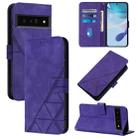 For Google Pixel 6 Pro Crossbody 3D Embossed Flip Leather Phone Case(Purple) - 1