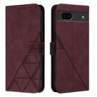 For Google Pixel 6a Crossbody 3D Embossed Flip Leather Phone Case(Wine Red) - 2