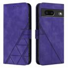 For Google Pixel 7 Crossbody 3D Embossed Flip Leather Phone Case(Purple) - 2