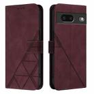 For Google Pixel 7 Crossbody 3D Embossed Flip Leather Phone Case(Wine Red) - 2