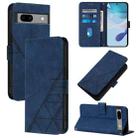 For Google Pixel 7a Crossbody 3D Embossed Flip Leather Phone Case(Blue) - 1