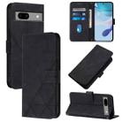 For Google Pixel 7a Crossbody 3D Embossed Flip Leather Phone Case(Black) - 1