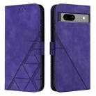 For Google Pixel 7a Crossbody 3D Embossed Flip Leather Phone Case(Purple) - 2