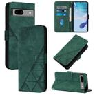 For Google Pixel 7a Crossbody 3D Embossed Flip Leather Phone Case(Dark Green) - 1