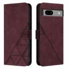 For Google Pixel 7a Crossbody 3D Embossed Flip Leather Phone Case(Wine Red) - 2