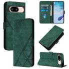 For Google Pixel 8 Crossbody 3D Embossed Flip Leather Phone Case(Dark Green) - 1