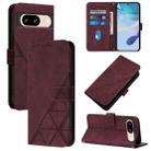 For Google Pixel 8 Crossbody 3D Embossed Flip Leather Phone Case(Wine Red) - 1