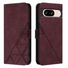 For Google Pixel 8 Crossbody 3D Embossed Flip Leather Phone Case(Wine Red) - 2