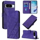 For Google Pixel 8 Pro Crossbody 3D Embossed Flip Leather Phone Case(Purple) - 1